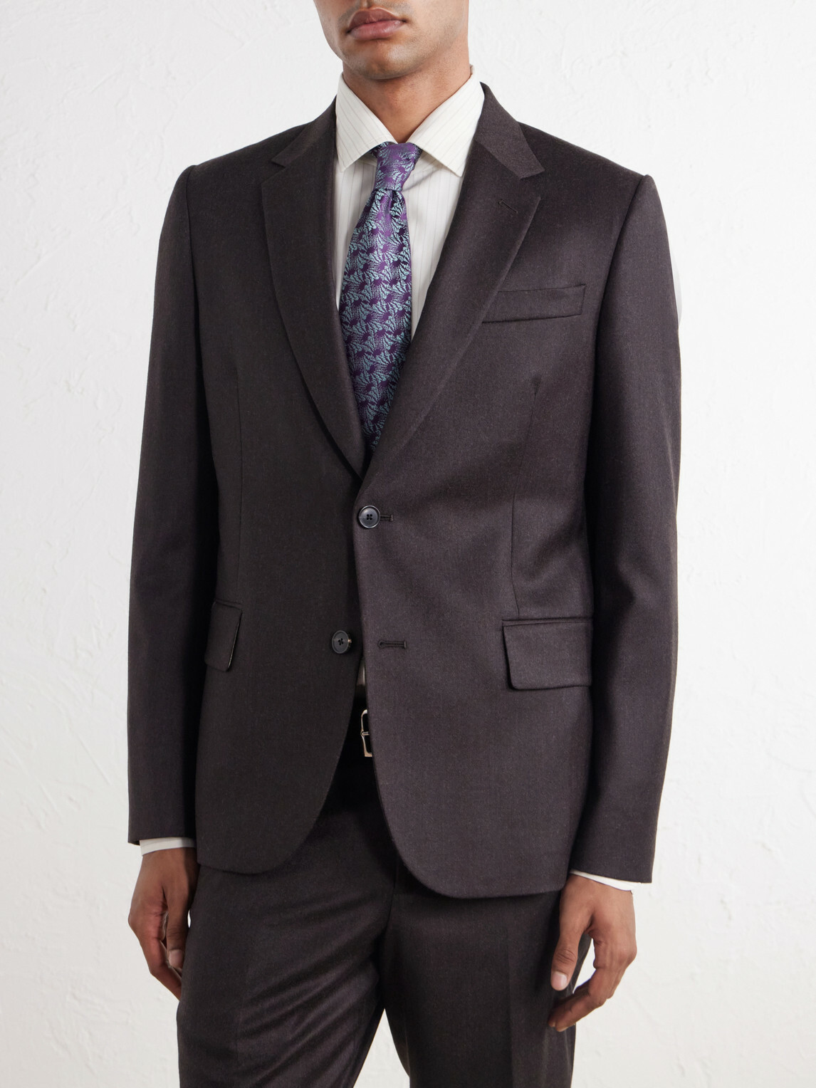 Paul Smith - Wool and Cashmere-Blend Flannel Suit Jacket - Brown