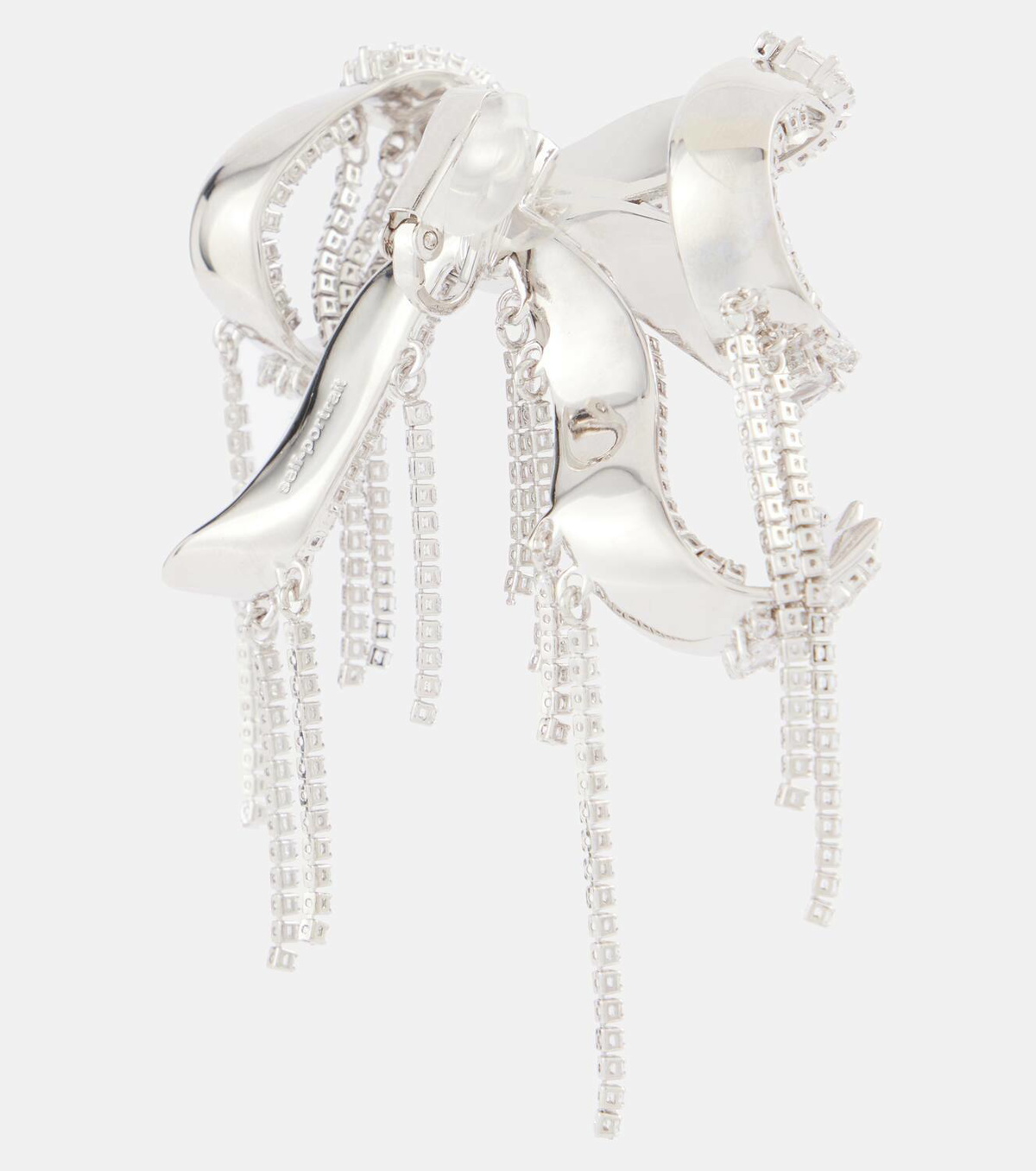 Self-Portrait Crystal-embellished silver-plated clip-on earrings