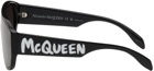 Alexander McQueen Black Graffiti Shield Sunglasses