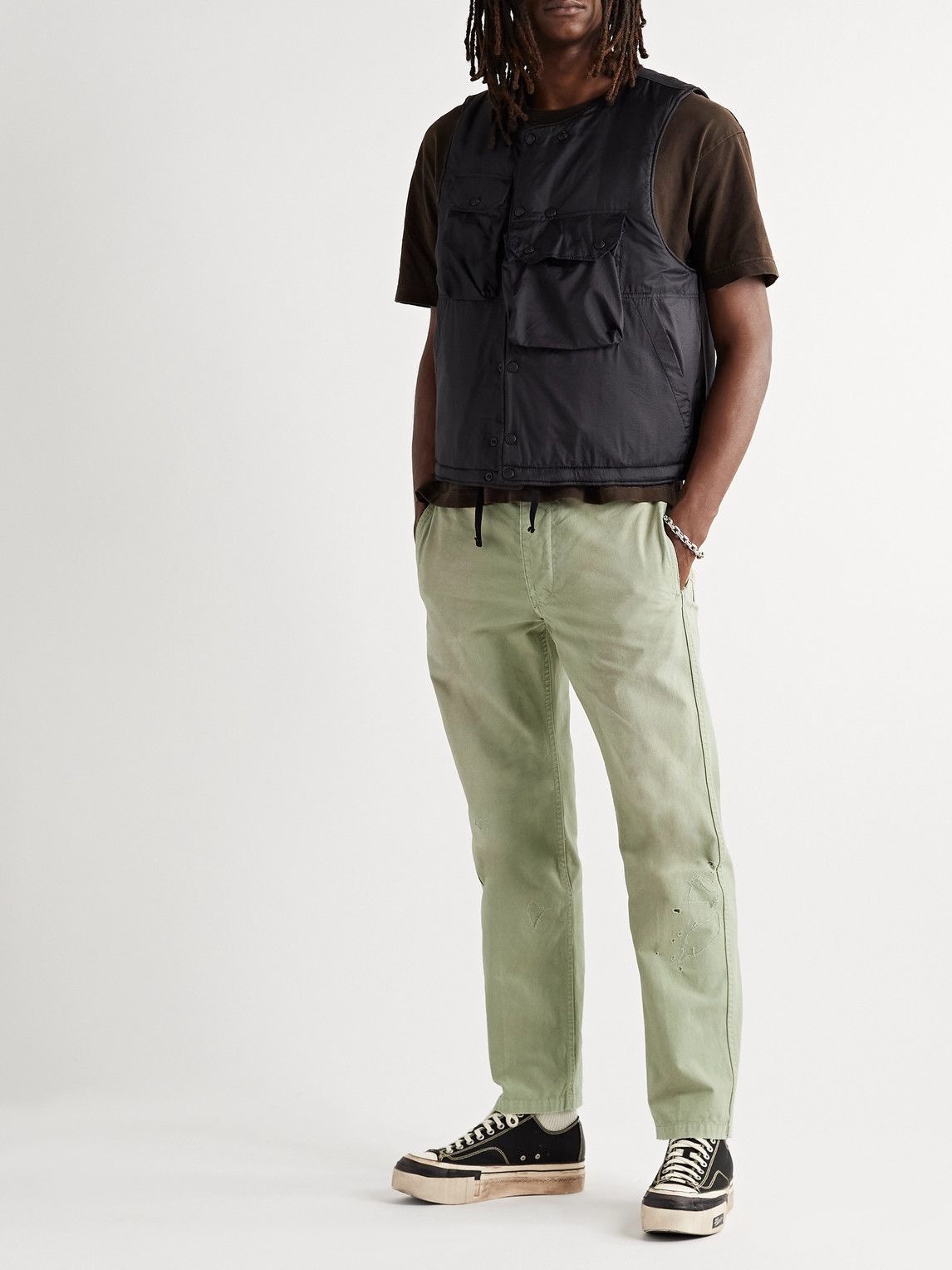 Visvim - Gifford Garment-Dyed Distressed Cotton-Canvas Trousers 
