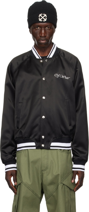 Photo: Off-White Black College Satin Bomber Jacket