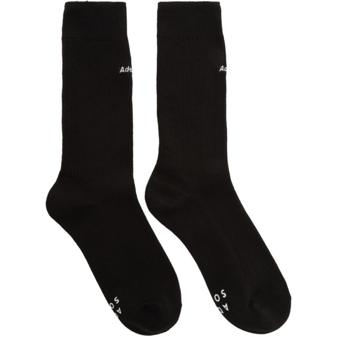 Photo: ADER error Black Embroidered Logo Socks