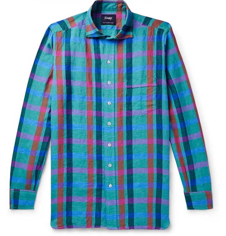 Photo: Drake's - Checked Linen Shirt - Multi