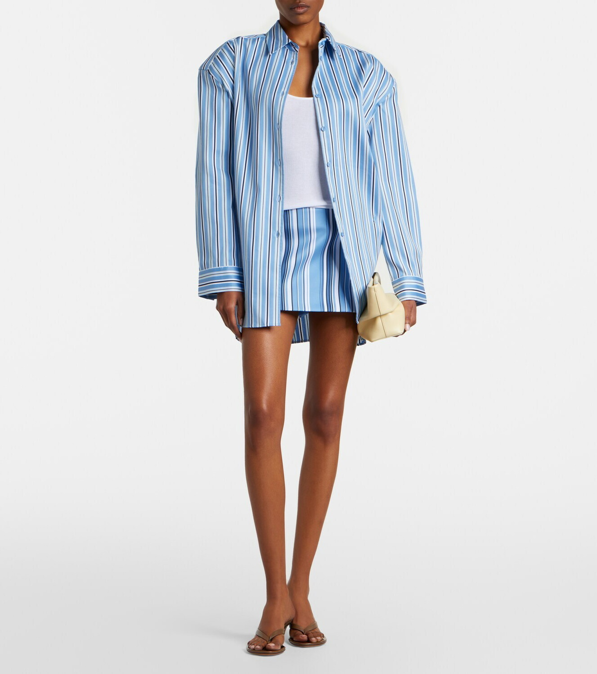 The Frankie Shop Oana striped cotton-blend shirt