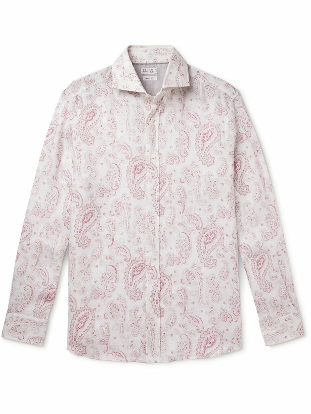 Photo: Brunello Cucinelli - Paisley-Print Linen Shirt - Pink