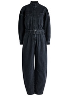 Frame The Cocoon Belted Denim Jumpsuit Black