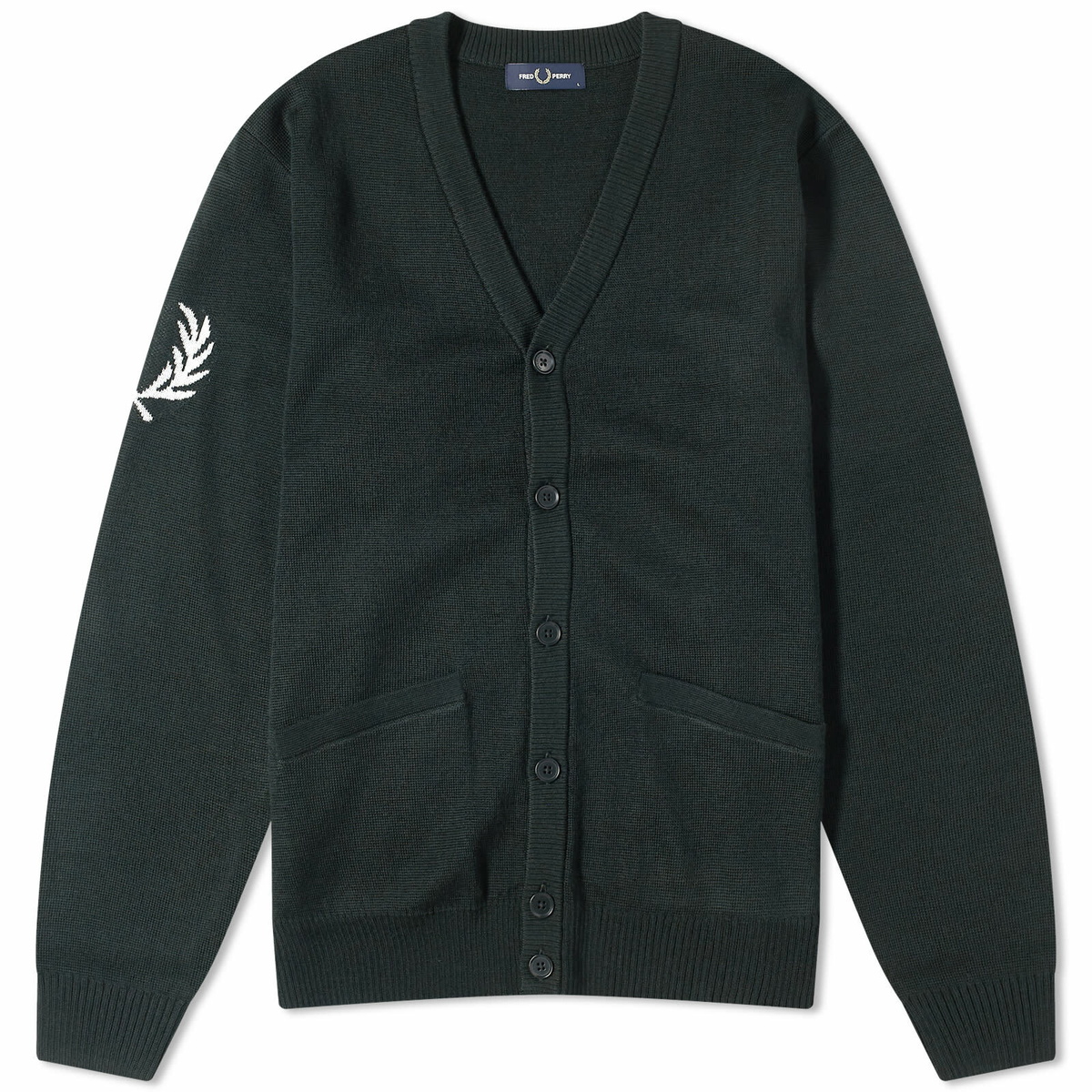 Fred Perry Men's Laurel Wreath Cardigan in Night Green Fred Perry