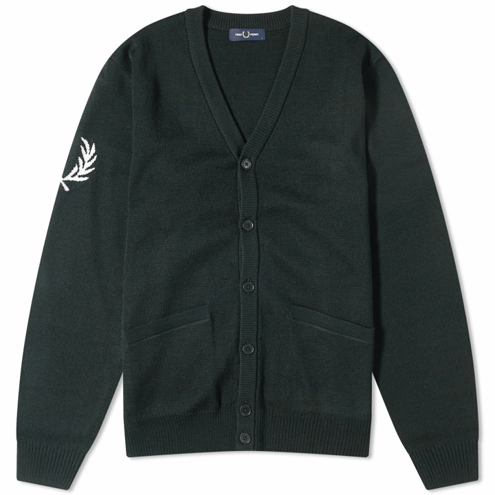 Photo: Fred Perry Men's Laurel Wreath Cardigan in Night Green