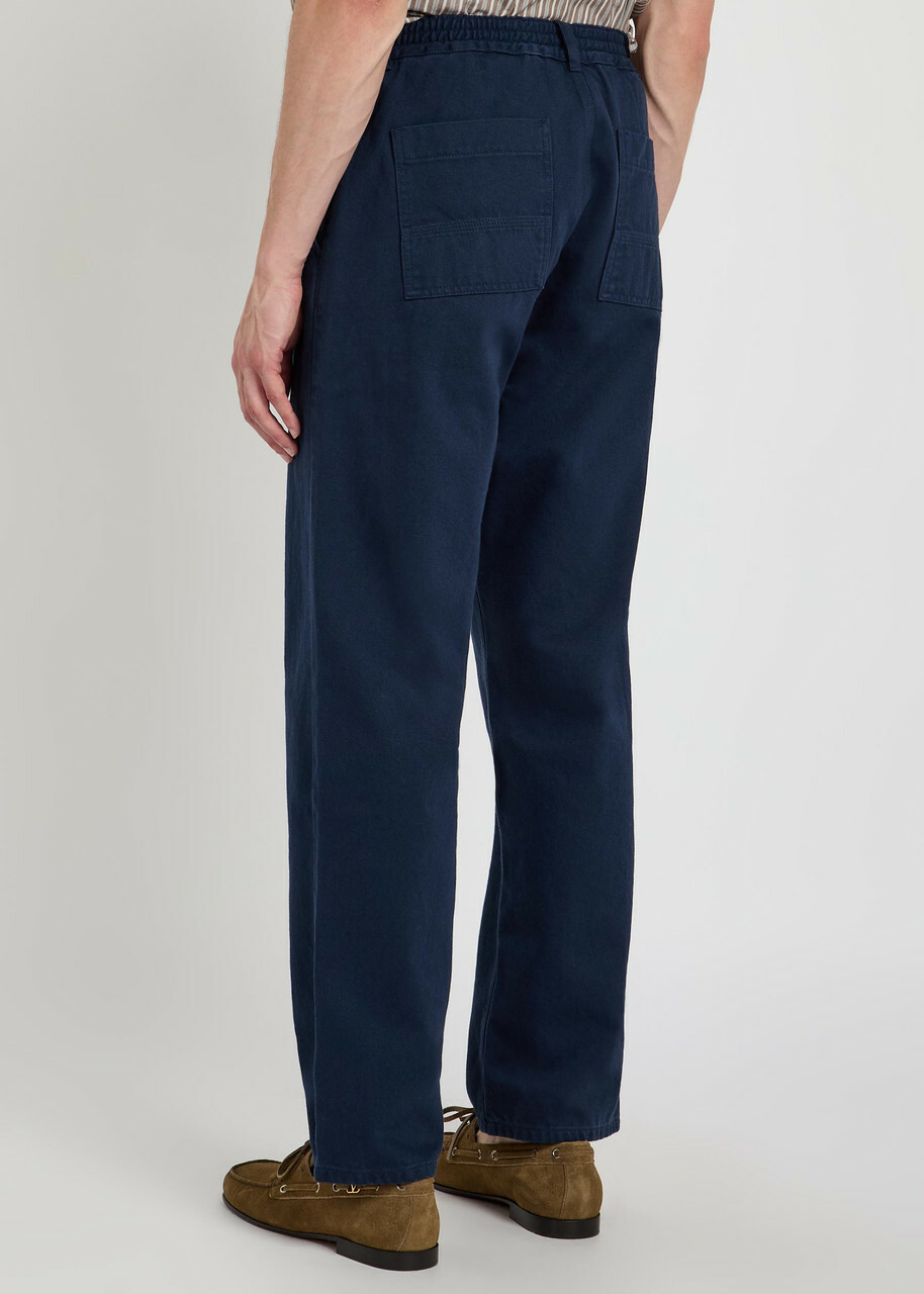 Forét Straight-leg Twill-cotton Trousers Navy