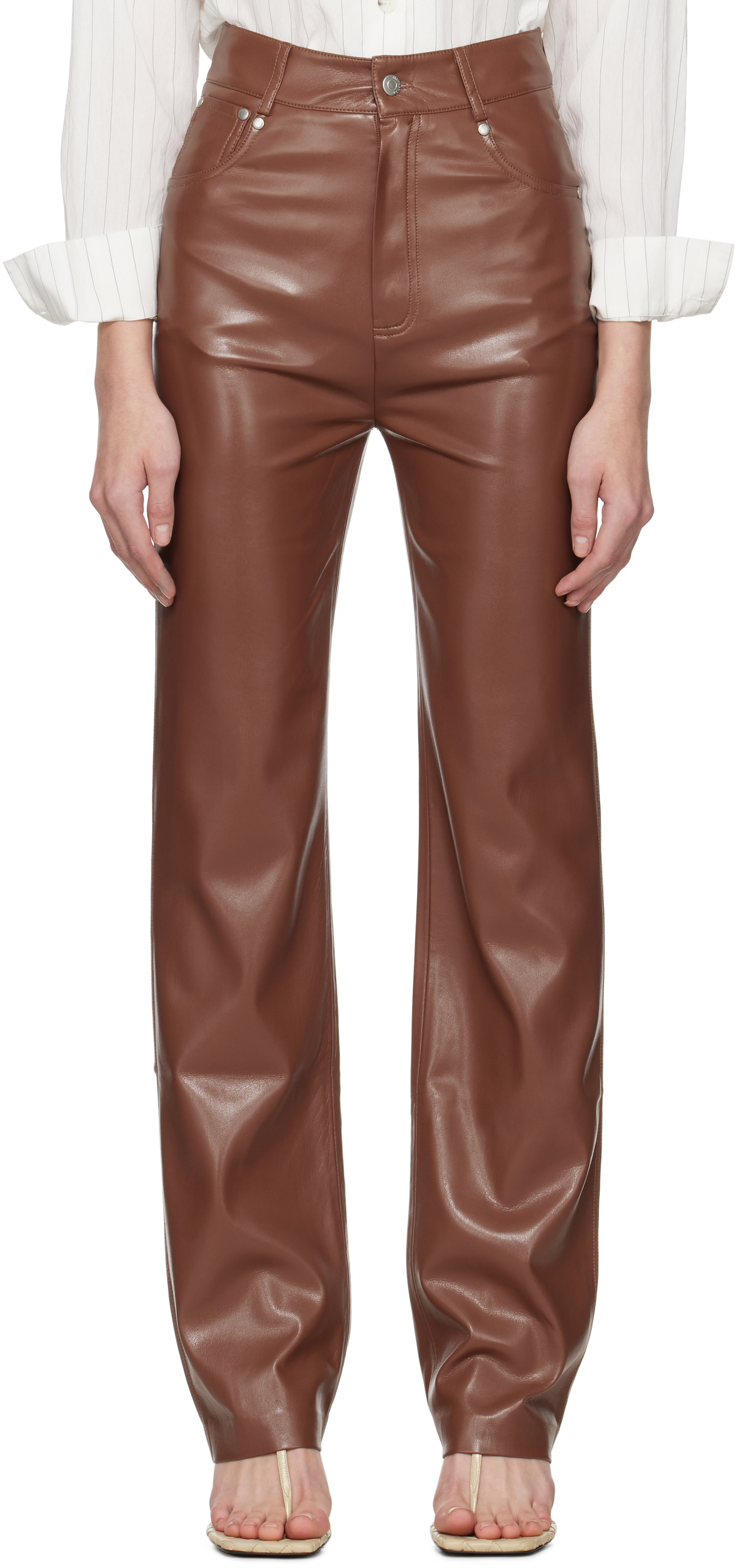 Nanushka Beige Felina Vegan Leather Trousers Nanushka