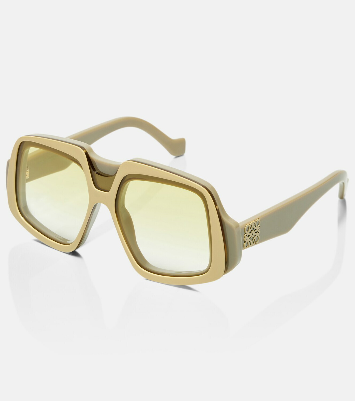USED LOEWE CHUNKY ANAGRAM 122mm SQUARE SUNGLASSES IN IVORY W/ GOLD TRIM LOEWE EYEWEAR Square-frame acetate sunglasses | NET-A-PORTER main image 2