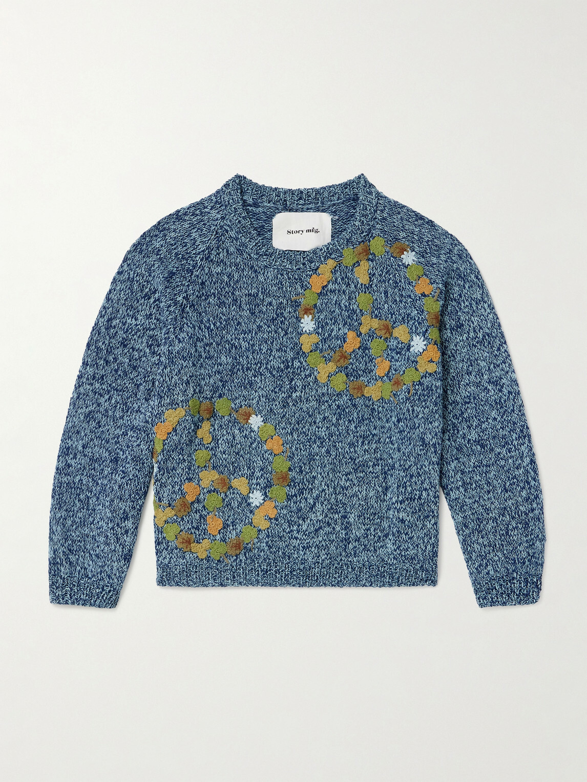 Story mfg. - Bulb Appliquéd Organic Cotton Sweater - Blue