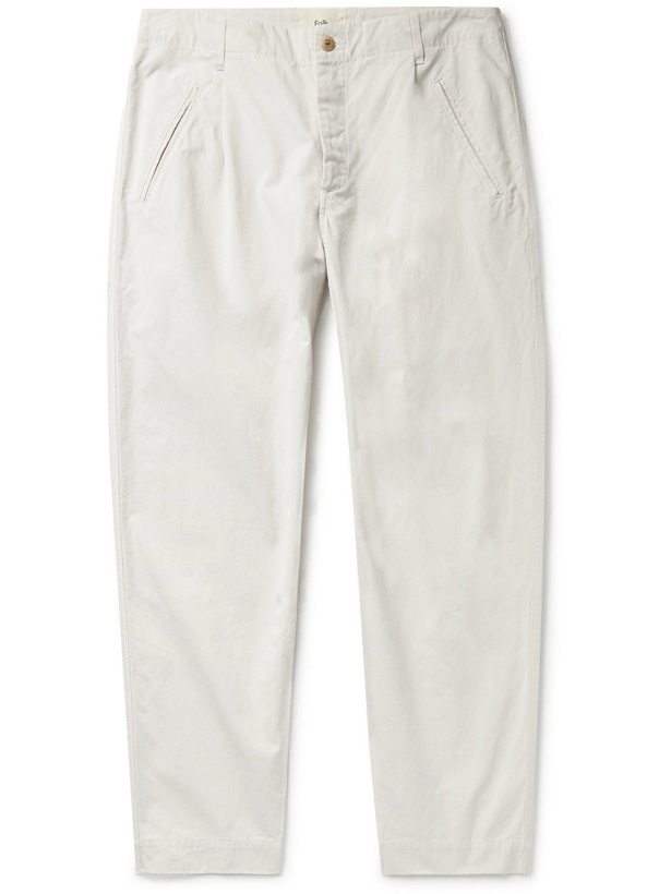 Photo: Folk - Assembly Tapered Pleated Cotton-Canvas Trousers - Neutrals