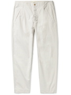 Folk - Assembly Tapered Pleated Cotton-Canvas Trousers - Neutrals