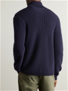 Officine Générale - Ribbed Merino Wool Zip-Up Cardigan - Blue