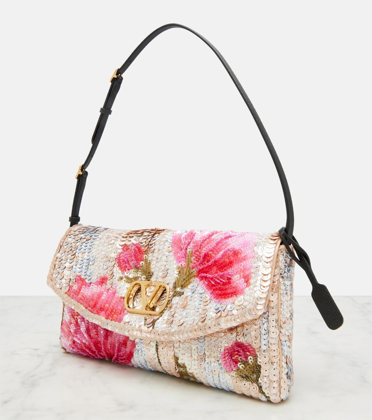 Valentino Garavani DeVain Small floral sequined shoulder bag