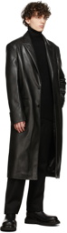 System Black Faux-Leather Coat