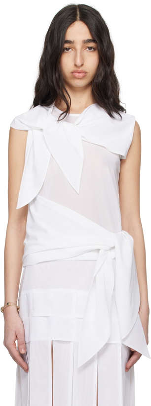 Photo: SUPER YAYA White Scarf Blouse