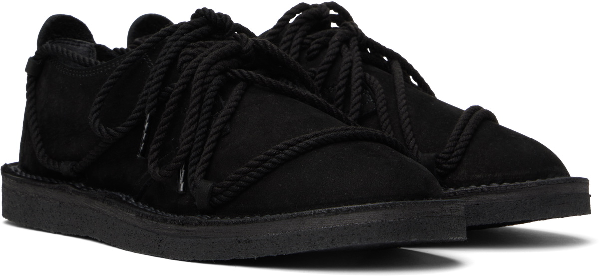 Y's Black Nubuck Leather Random Rope Loafers