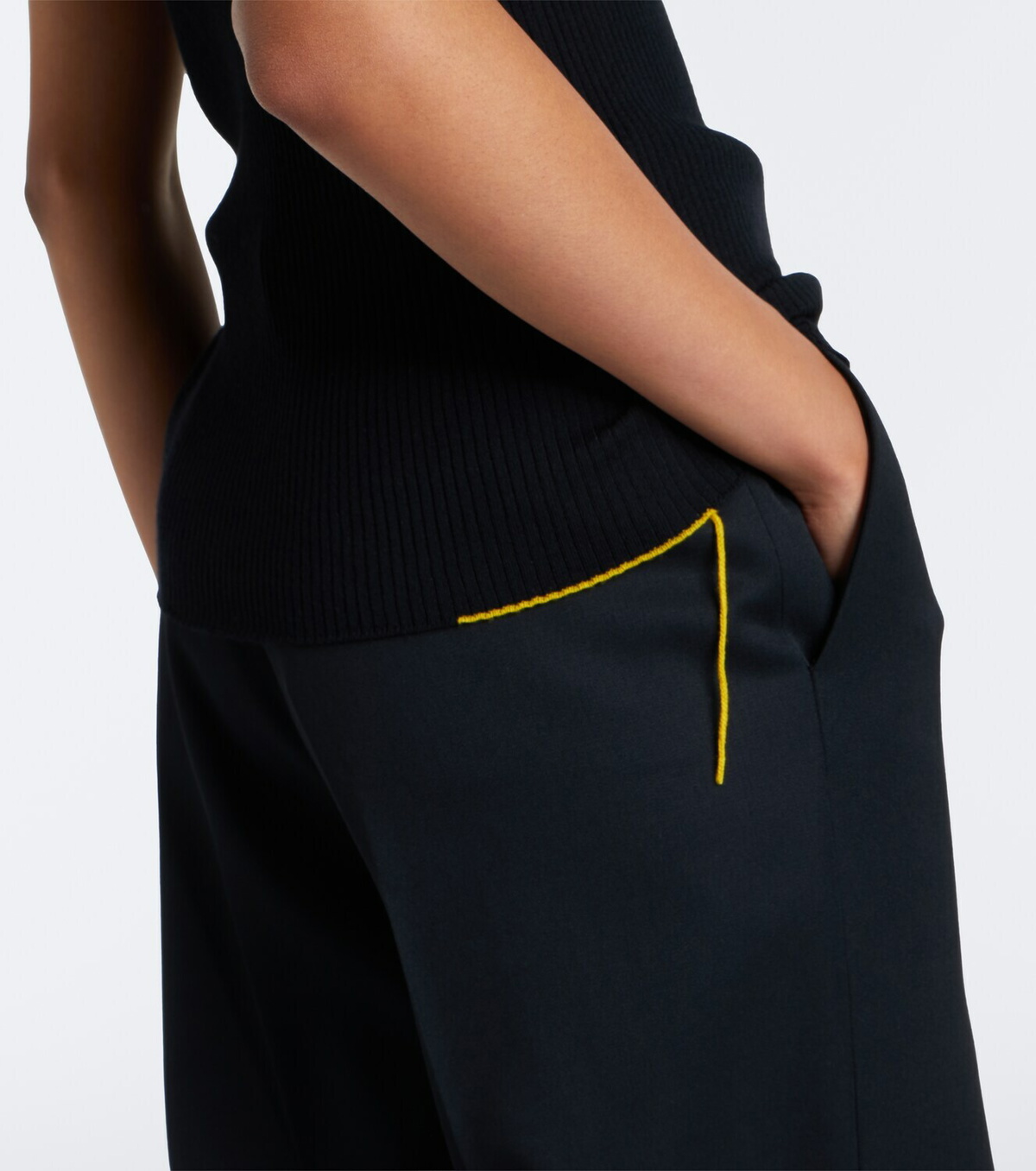 Fendi Ribbed-knit wool-blend polo shirt