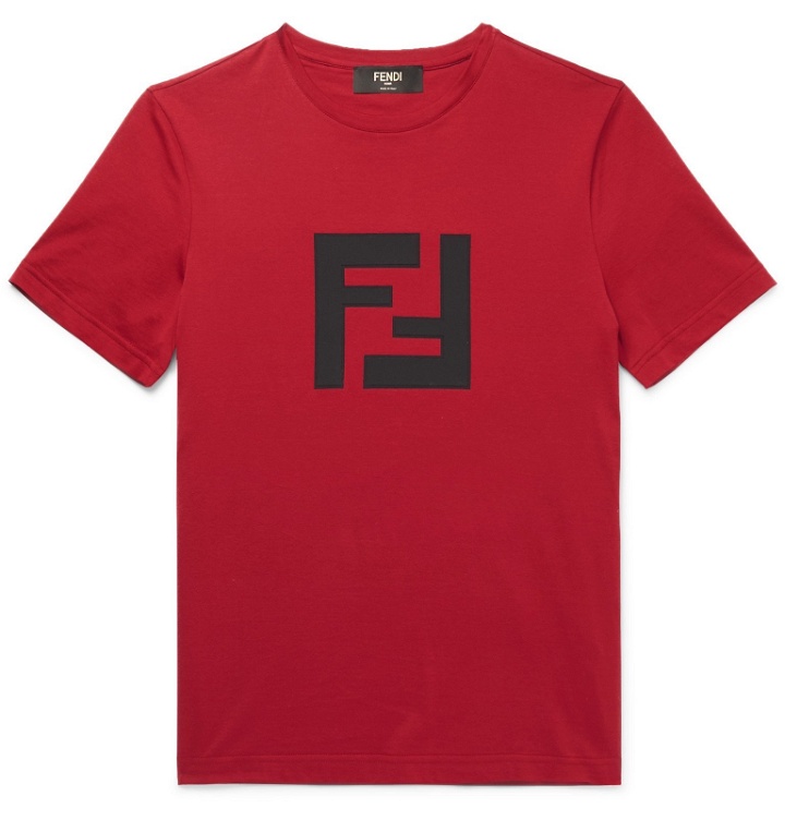 Photo: Fendi - Slim-Fit Logo-Appliquéd Cotton-Jersey T-Shirt - Red