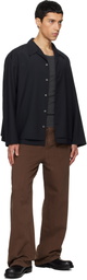 LE17SEPTEMBRE Navy Double-Layered Open Collar Shirt
