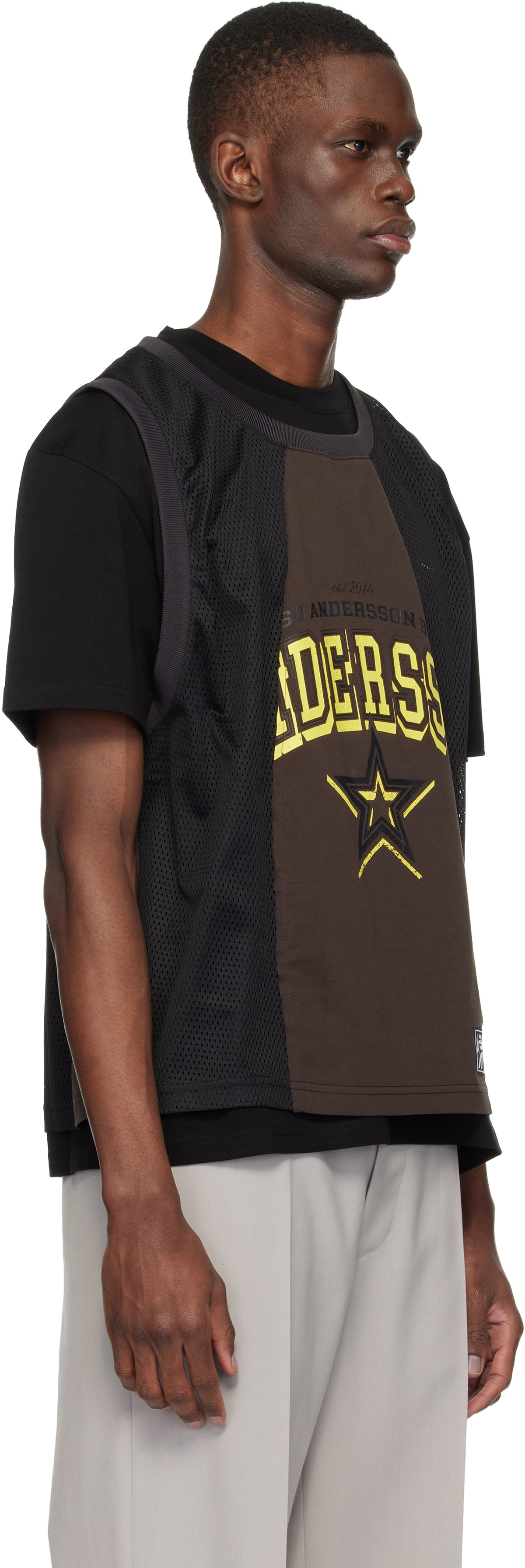 Andersson Bell Black & Brown Basketball Jersey Layered T-shirt
