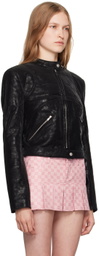 MISBHV Black Quilted Faux-Leather Jacket