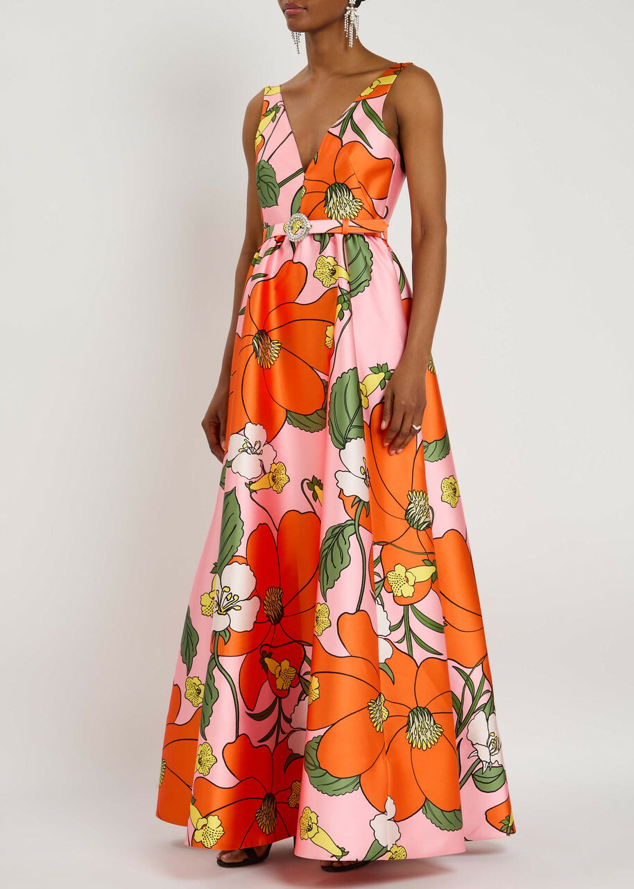 Borgo DE Nor Isabella Floral-print Satin Maxi Dress Multicoloured