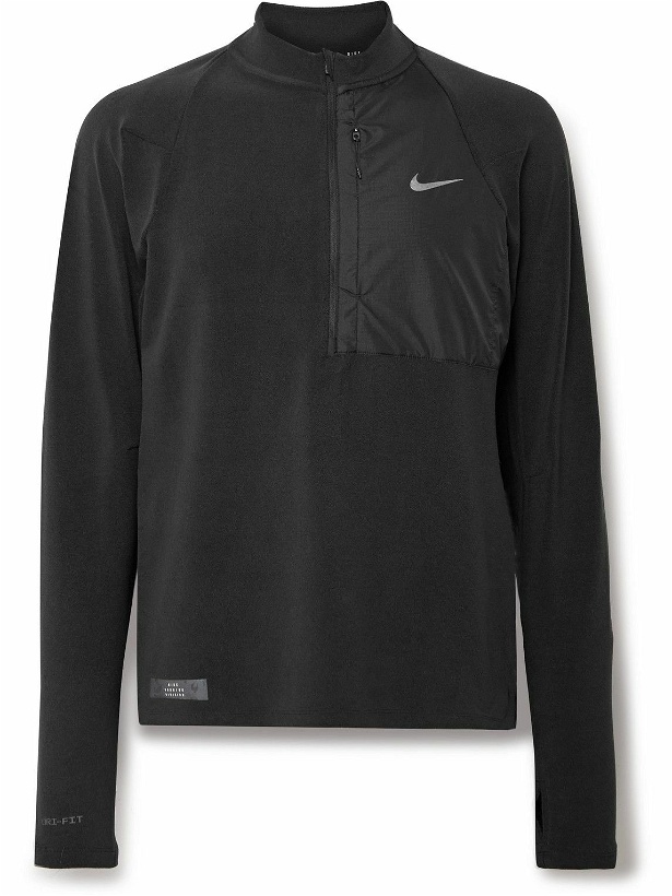 Photo: Nike Running - Shell-Trimmed Dri-FIT Half-Zip Sweatshirt - Black