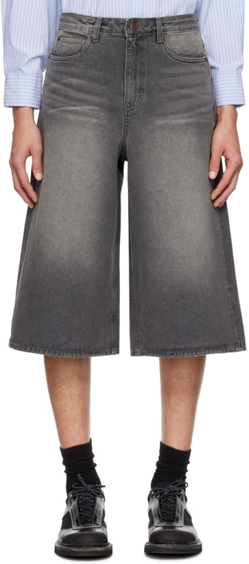 Photo: LOW CLASSIC Gray Faded Denim Shorts