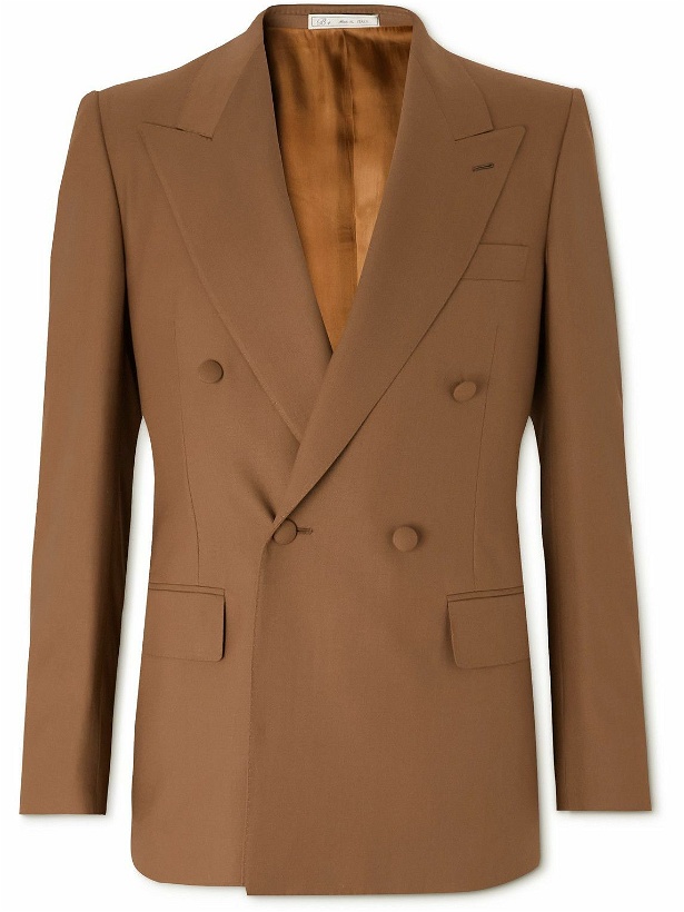 Photo: UMIT BENAN B - Jacques Marie Mage Double-Breasted Wool-Twill Suit Jacket - Brown