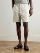 Oliver Spencer - Osborne Straight-Leg Striped Linen and Cotton-Blend Shorts - Neutrals