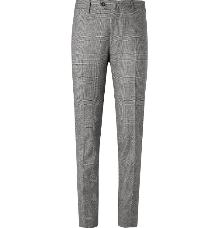 Photo: De Petrillo - Grey Slim-Fit Prince of Wales Checked Virgin Wool Suit Trousers - Gray