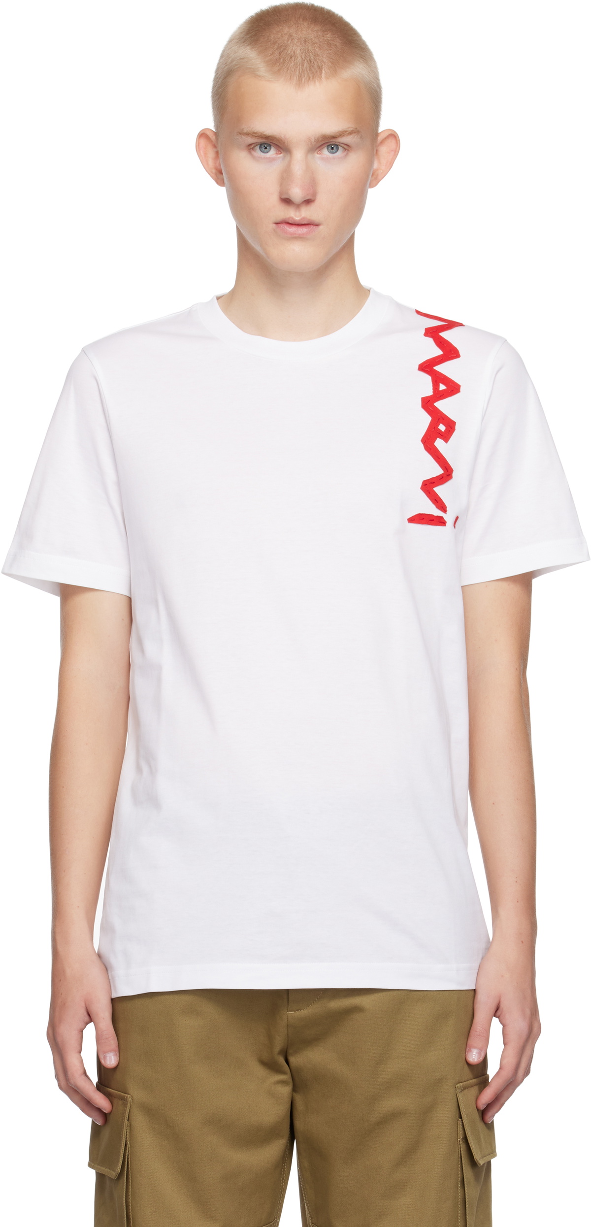 Marni White Mending Logo T-shirt Marni