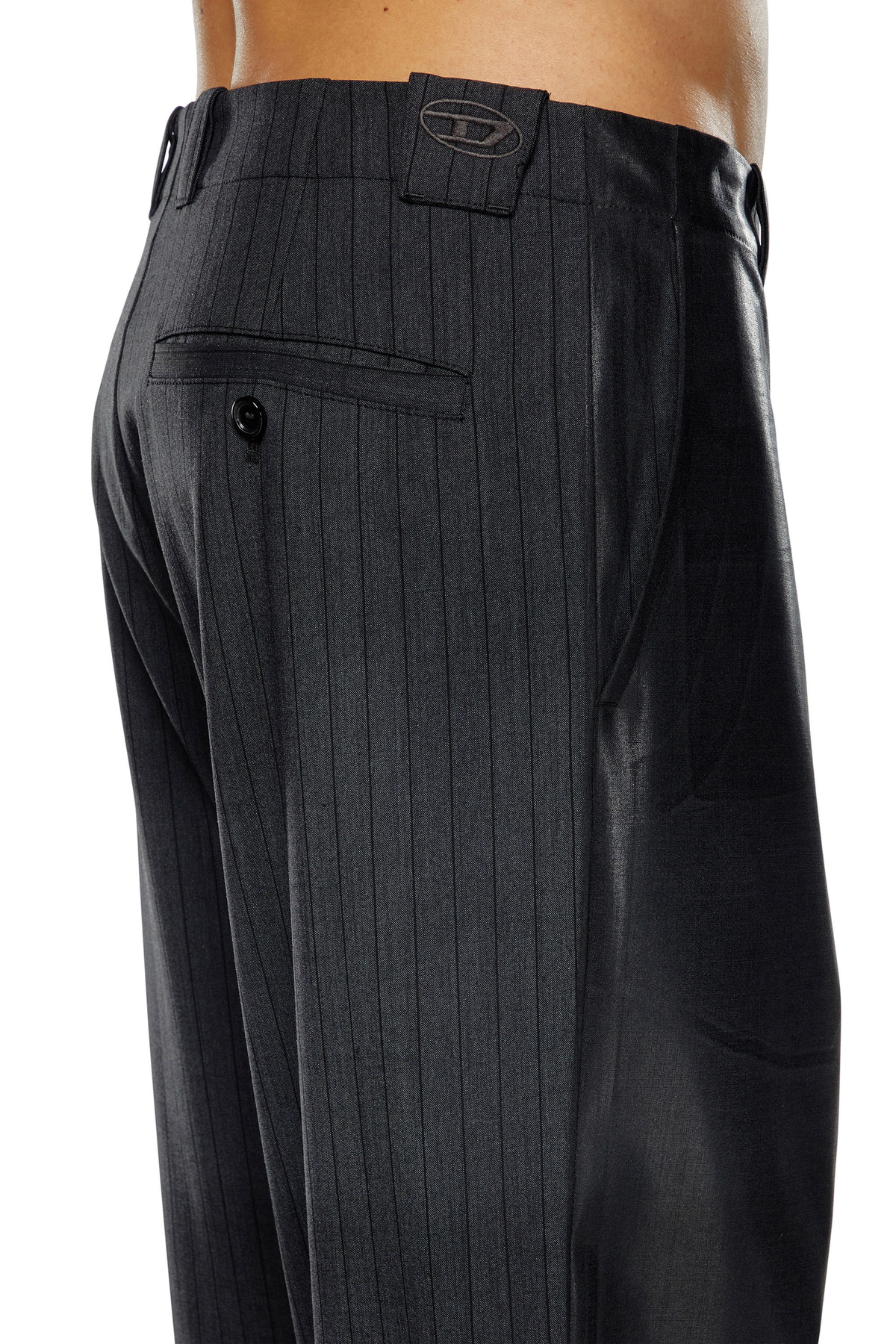 Diesel Pinstripe pants with coated front - Pants Mens in Black Diesel