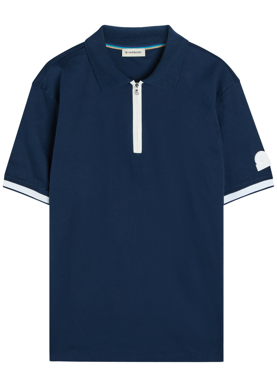 Sandbanks Logo Cotton Polo Shirt Navy