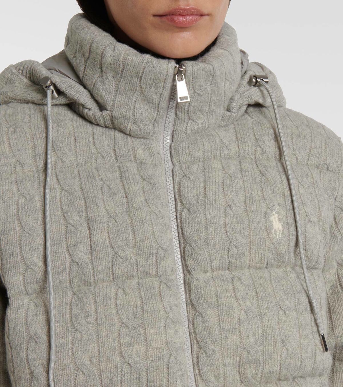 ダウンジャケット・コート POLO RALPH LAUREN Cable-knit wool and cashmere down jacket Cable-knit wool and cashmere down jacket in grey - Polo