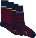 Paul Smith Two-Pack Navy & Red Marius Socks