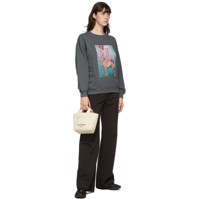 Acne Studios(Acne) DOG スウェット トレーナー Sサイズ Acne Studios】グレー フェードスウェットシャツ クルーネック (Acne