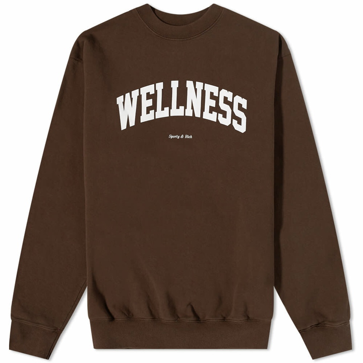 Photo: Sporty & Rich Men's Wellness Ivy Crew Sweat in Chocolate/White