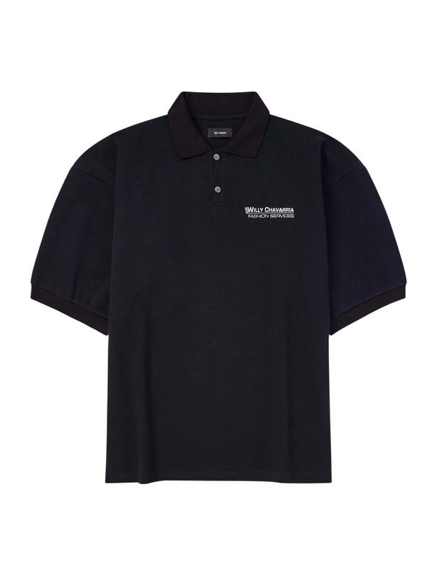 Photo: Willy Chavarria - Logo-Embroidered Cotton-Piqué Polo Shirt - Black