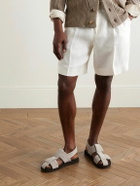 John Lobb - Milford Leather-Trimmed Suede Sandals - Gray