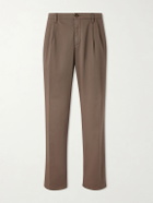 Canali - Straight-Leg Pleated Cotton-Blend Gabardine Trousers - Brown