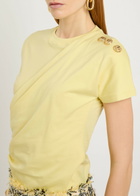 Balmain Draped Cotton T-shirt Pastel