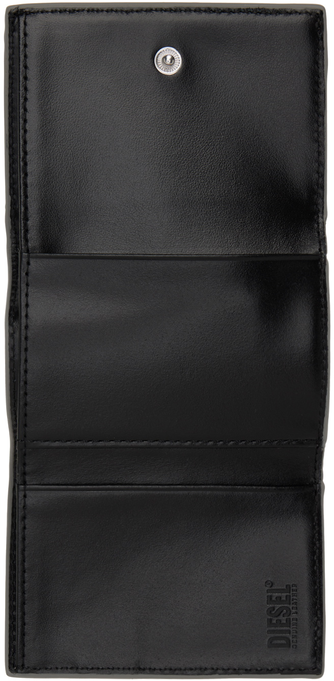 【DIESEL】1dr Tri Fold Coin Xs Ii Women's Tri-fold wallet in mirrored leather | Black | Diesel