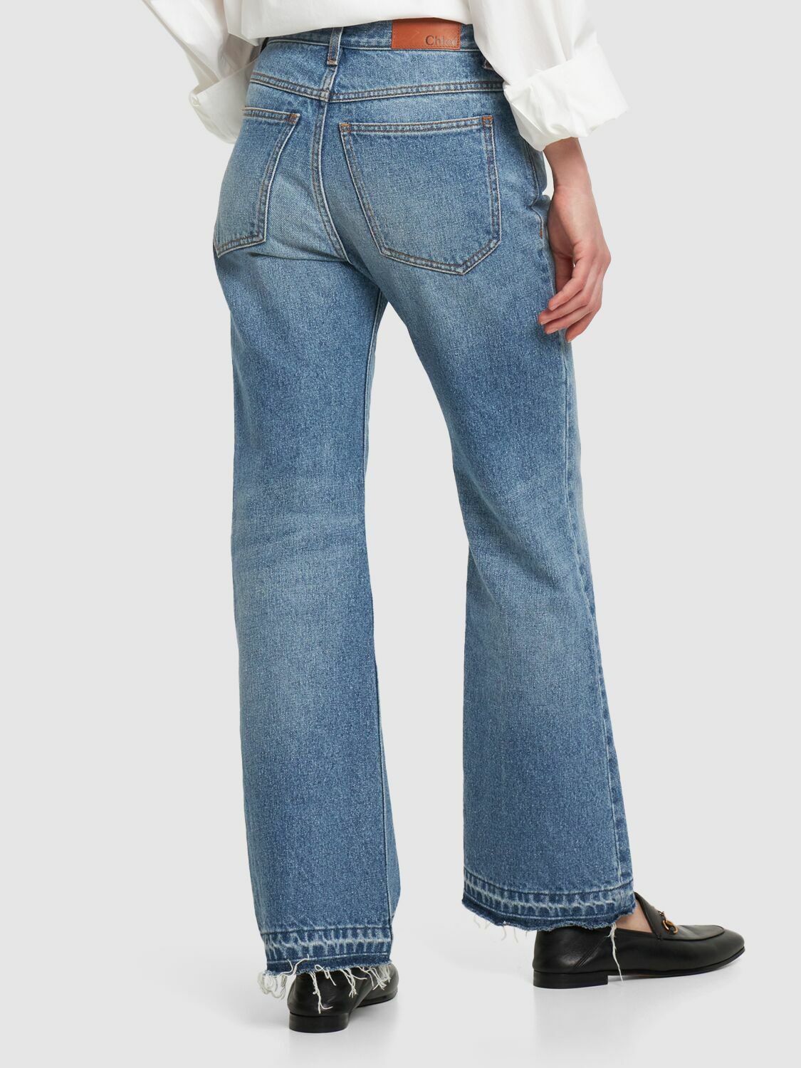 Chloe Distressed tapered jeans Denim pants Bottoms CHC26SDP3015140P24 Ice blue 24 main image 1