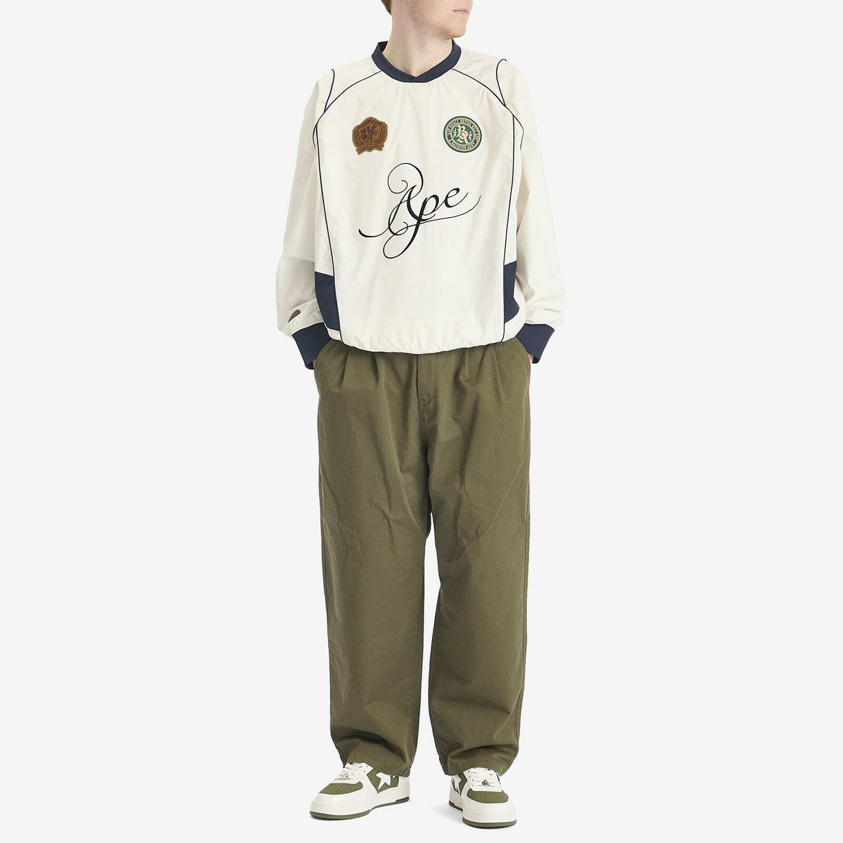 A Bathing Ape Men's Multi Logo Relaxed Fit Pullover in White