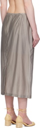 AMOMENTO Gray Silky Midi Skirt