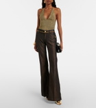Roberto Cavalli Embellished halterneck lamé bodysuit